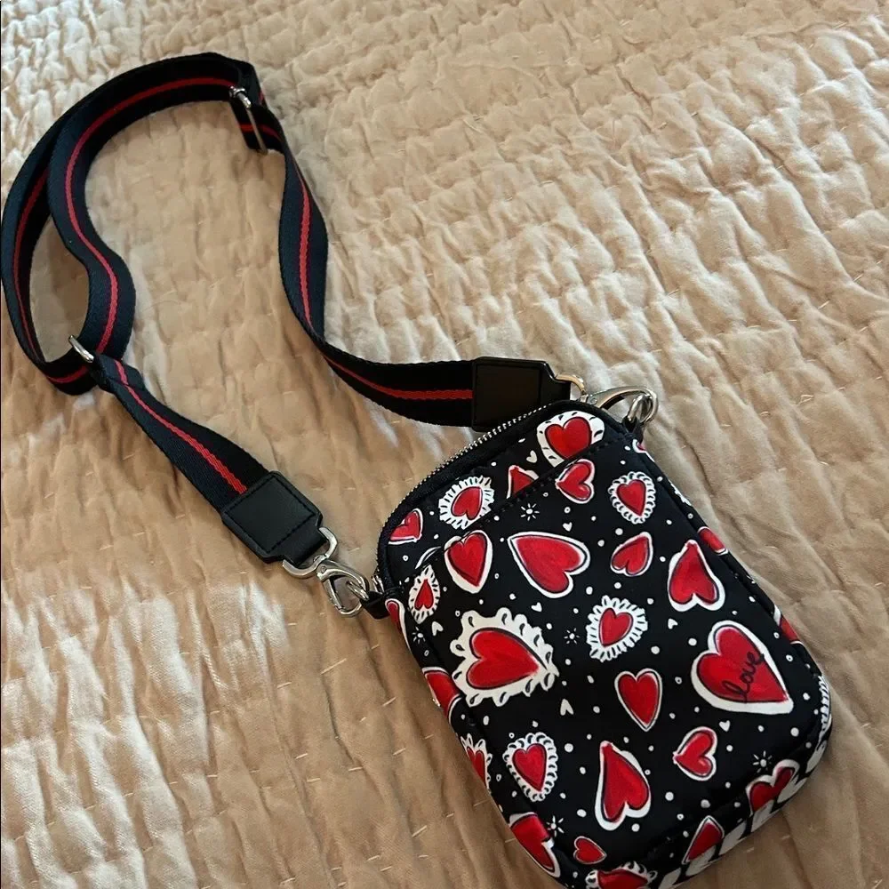 Brighton Love Heart Phone/wallet  Bag - Black and Red